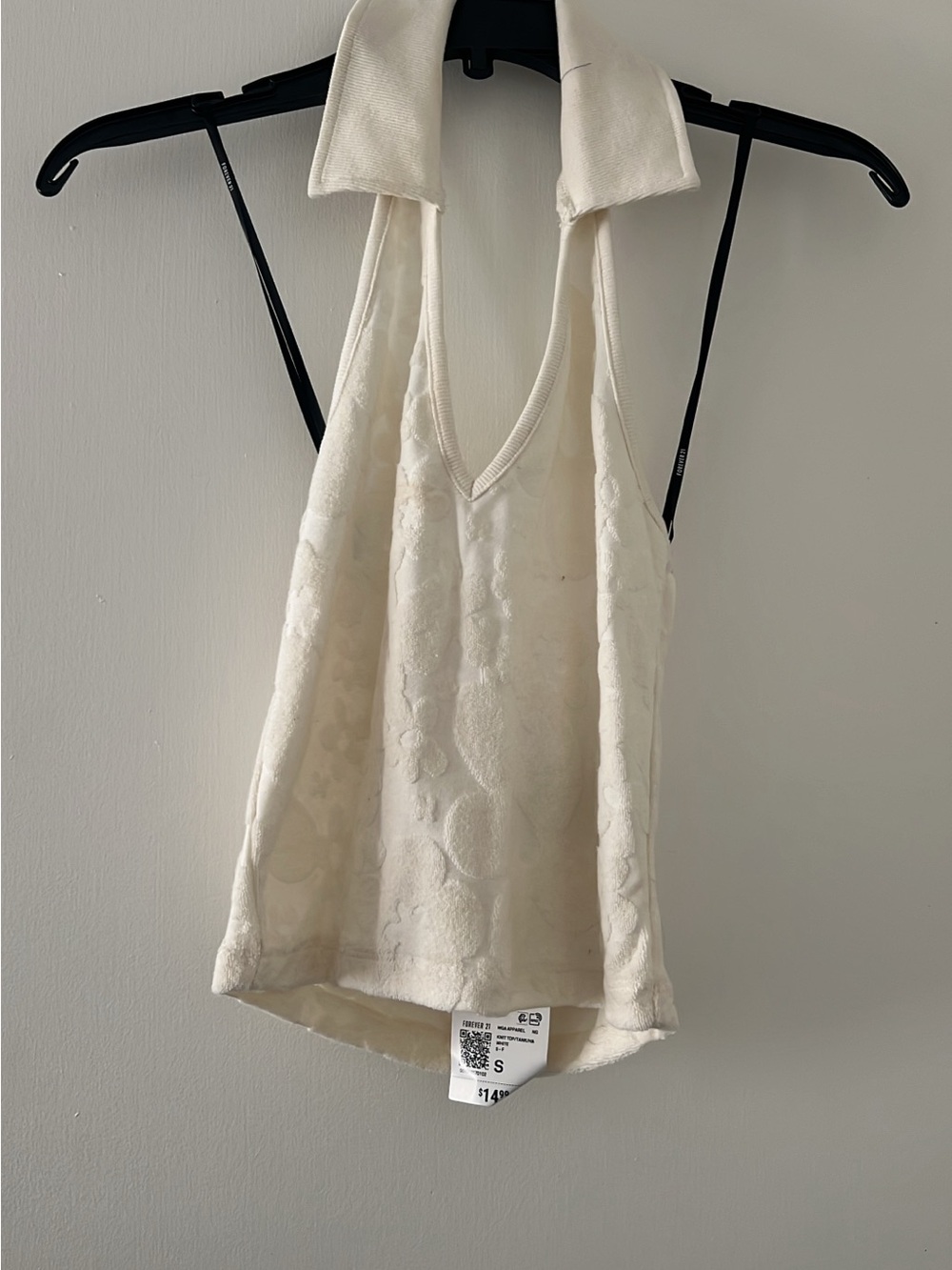 Forever 21 Cream Halter Tank Top with Collar